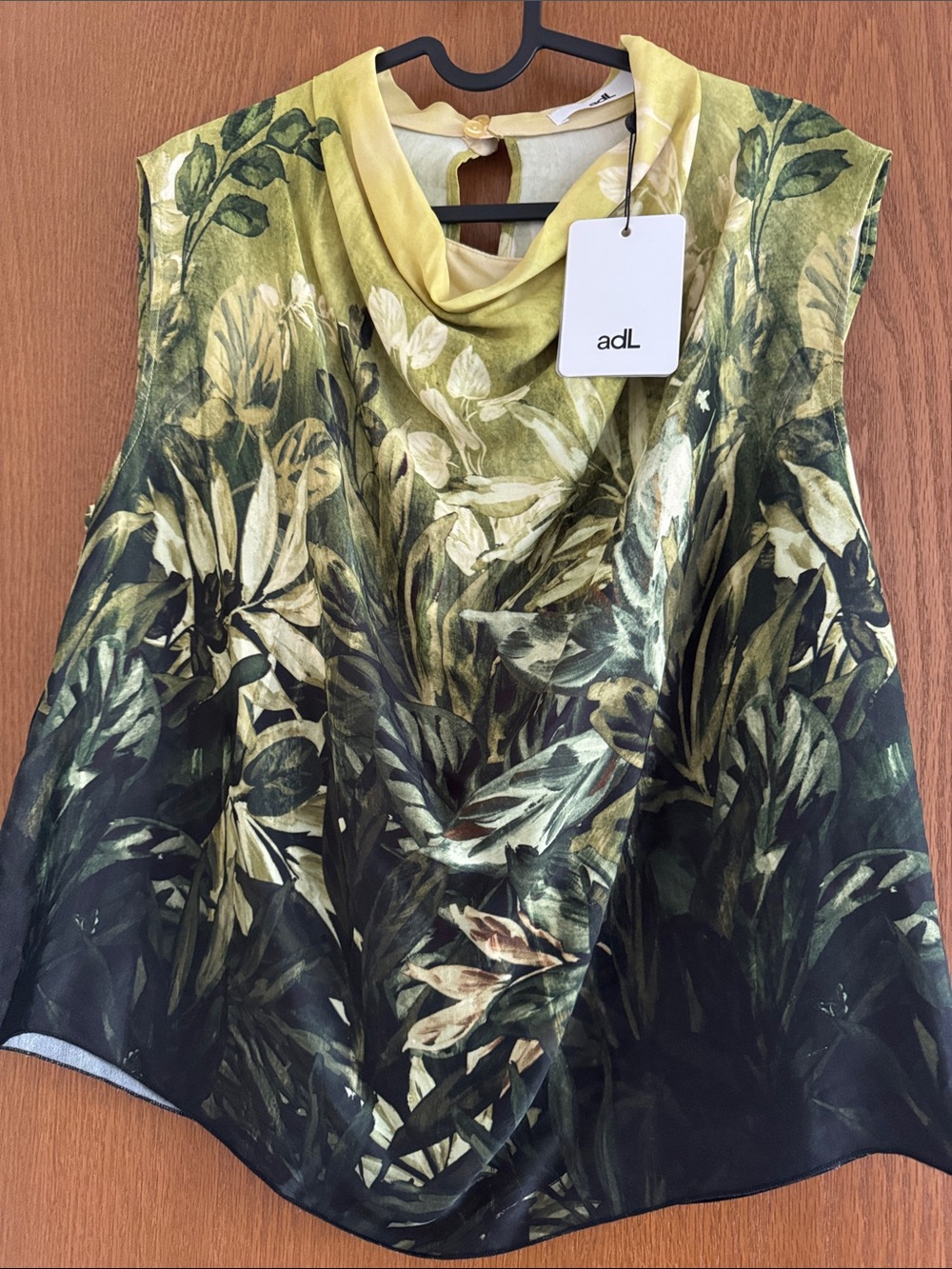 Women's Green Botanical Cowl Neck Camisole